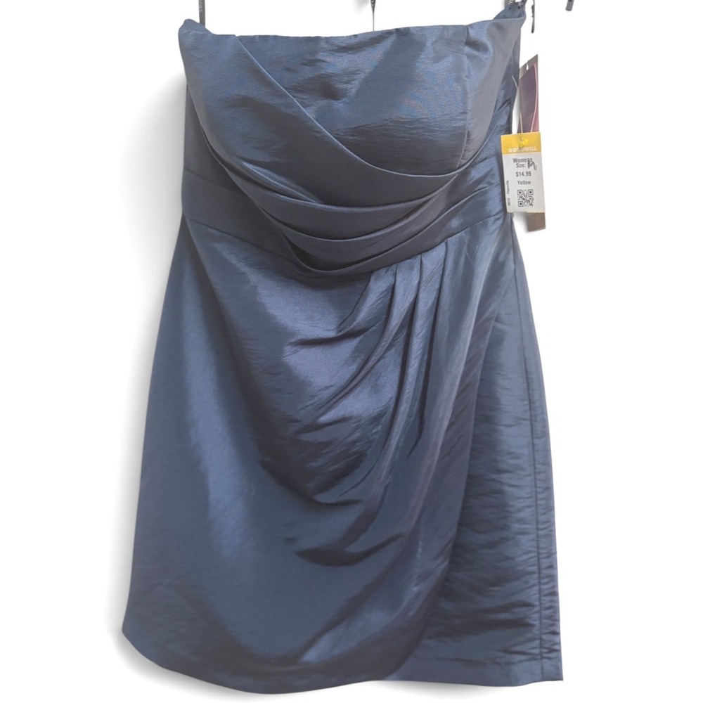Bill Levkoff 182 Cocktail Formal Navy Blue Dress Ruched Strapless Mini Size 10